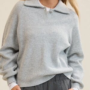 American Eagle Outfitters Light Gray Cowl Neck Sweater